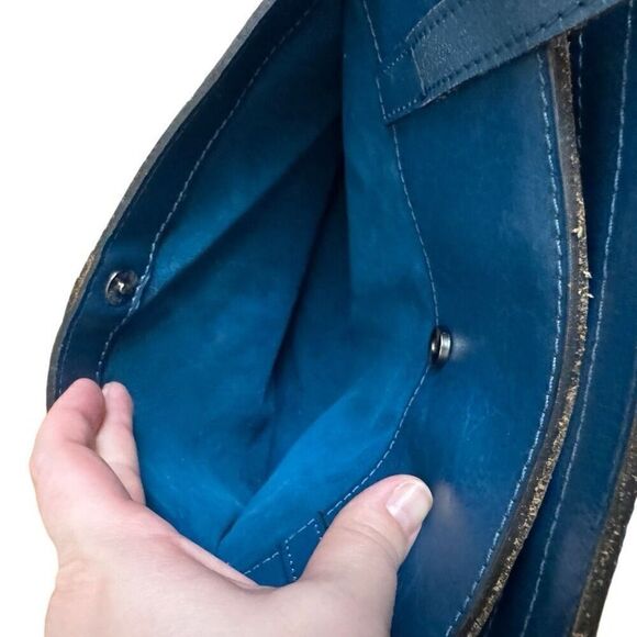 Patricia Nash Rosedale Tote Burnished Cutout Tooled Leather Caribbean Blue - Picture 5 of 12